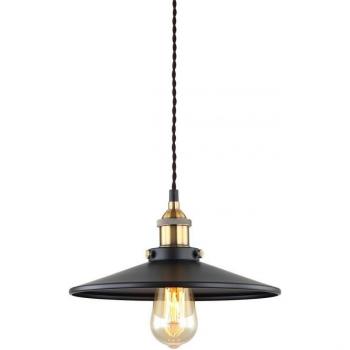 Lámpara colgante industrial y retro Verda Black, dorado - Italux Verda, colgante industrial y retro negro, dorado, 1 luz con pantalla negra, casquillo E27