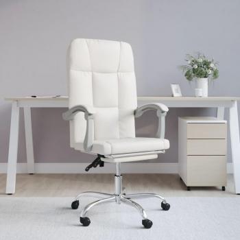Silla de oficina reclinable cuero sintético blanco