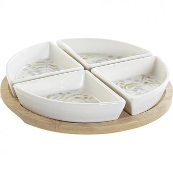 Pack de Aperitivo Gres Tropic Garden - Set de 5 Accesorios para Servir Aperitivos en Estilo Tropical