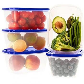 Oursson Recipientes Plastico para Alimentos Almacenaje Cocina Sin BPA | 5x1L | Tapers para Comida Hermetico, Recipientes Transparente Reutilizable | Lunch Box Fiambrera Organizador Frigorifico