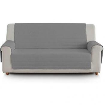 Eiffel Textile FSA0014 Cubre Sofa Acolchado Reversible, 3 Plazas, Poliéster, Gris/Gris Oscuro