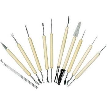 Set de 11 Herramientas de Modelado en Madera y Plástico para Pasta Polimérica