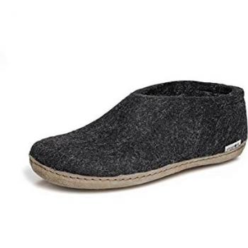 Glerups Adults' Wool Slipper Shoe Charcoal 47 M Leather/Wool
