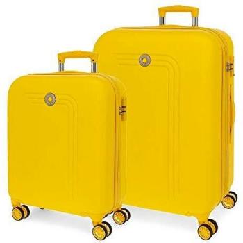Movom Riga Juego de Maletas Amarillo 55/70 cms Rígida ABS Cierre combinación 109L 4 Ruedas Dobles Equipaje de Mano