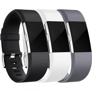 Fitbit Charge 2 Correa, HUMENN Edición Especial Deportes Recambio de Pulseras Ajustable Accesorios para Fitbit Charge 2 Pequeño #3 Negro+Blanco+Gris