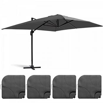 Parasol Desplazado 3x4m con 4 Losas de Relleno en Aluminio Gris
