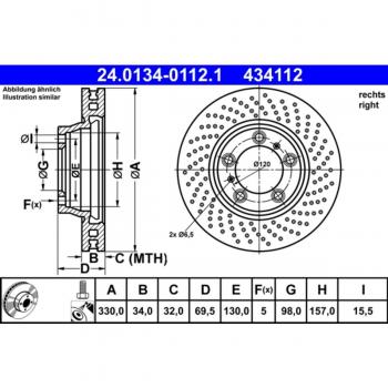 Disco de freno ATE 24.0134-0112.1, frente, ventilado, altamente carbonizado, 1 pieza