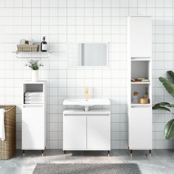 Conjunto de muebles de baño 3 piezas de madera blanca multicapa