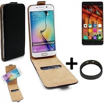 TOP SET: Caso Smartphone para Elephone P9000 Lite cubierta del estilo del tirón 360°, negro + anillo protector, cubierta del tirón - K-S-Trade