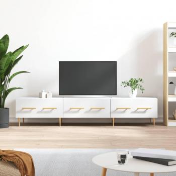 Mueble de TV madera de ingeniería 150x36x30 cm, color blanco, para salón y televisor