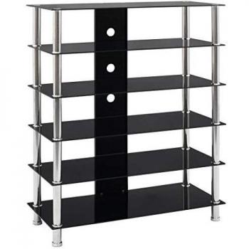 vidaXL Mueble para equipo HiFi vidrio templado negro 90x40x113 cm
