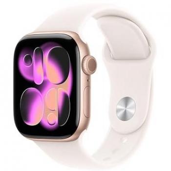 Apple Watch Series 11 GPS 42mm Caja de Aluminio Oro Rosa con Correa Deportiva Rosa Claro M/L