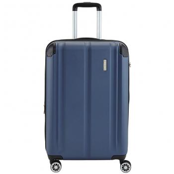 Travelite City 4-Wheel Trolley S 55cm Navy Hard Shell Cabin Luggage with TSA Lock and Expandable Volume
