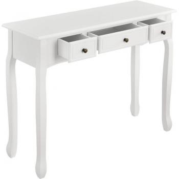 Mesa consola buffet de entrada al salón con 3 cajones MDF 100 cm blanca