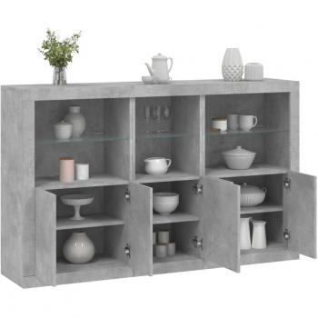 Aparador con luces LED 162x37x100 cm Mueble de Almacenaje de Salón Armarios con Puertas Cajón de Madera Buffet para salón Moderno Armario Auxiliar Armario de Almacenamiento gris hormig