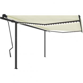 Toldo automático con LED sensor de viento color crema 4,5x3,5 m