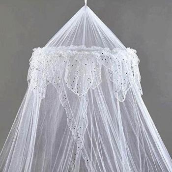 Mosquito Nets 4 U Valance - Mosquitera con lentejuelas plateadas para cama doble