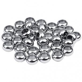 Milisten 50 Piezas Plata Bolas Espaciadoras Redondas Bola Suave Perder Cuentas Encantos de Acero Inoxidable para Pulseras Diy Collares Joyería Haciendo 8 Mm
