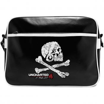 Last level Uncharted-Messenger Bag-Skull-Vinyle Bolso, Adultos Unisex, Negro
