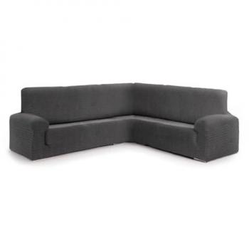 Funda sofá rinconera bielástica Eysa Jaz gris oscuro 350 - 450 cm, dimensiones 110 x 120 x 600 cm, incluye opción premium y se adapta a sofás de diferentes configuraciones (3+2,