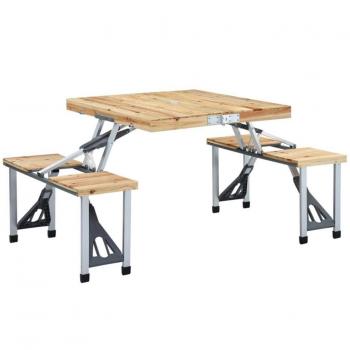 Mesa plegable de camping con 4 asientos de acero de aluminio