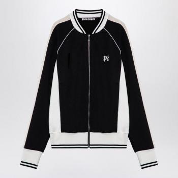 Palm Angels Men's Black/White Zip-Up Sweatshirt - Size Large