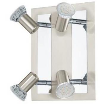 Spot Cuadrado Ajustable Rottelo 4 Luces GU10 Níquel Satinado y Cromado IP20 400lm