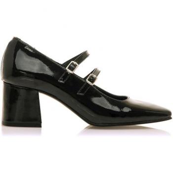 Zapatos de salón Mustang Rosalie Negro en charol con hebillas y puntera cuadrada