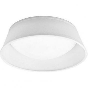 Plafón LED integrado Nordica blanco 2 bombillas 9cm, techo al ras, 2 luces E27, cilíndrico de 32 cm, acrílico blanco con pantalla blanco marfil