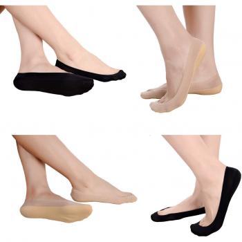 Gan Jing Ren - Calcetines cortos - para mujer multicolor 2 Black+2 Beige Small