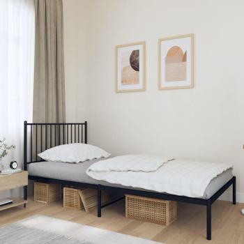 Estructura de Cama Individual con Cabecero de Metal Negro 107x203 cm
