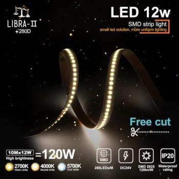 Tira LED Profesional 24V 10m - 280 LEDs/m - 14400lm - 12W/m - IP20 - Luz Seleccionable 2700K-6000K