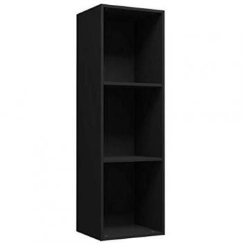 vidaXL Estantería de libros/mueble TV aglomerado negro 36x30x114 cm