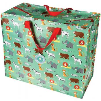 Rex London Jumbo Animal Park Large Green Storage Bag with Zip - Strong and Durable 55 x 48 x 28cm 70l