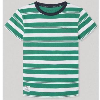 Camiseta de niño Pepe Jeans Reeve verde con estampado a rayas