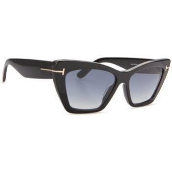 Tom Ford Wyatt FT0871 01B 56 Black Cat-eye Sunglasses with Grey Gradient Lenses, Unisex, Size: 56 MM