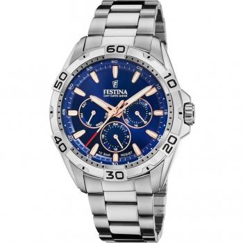 Reloj Festina F20623/2 para Hombre, Multifunción, Azul con Correa de Acero Inoxidable 316L Plateado