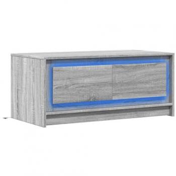 Mesa de centro con luces LED madera de ingeniería gris Sonoma