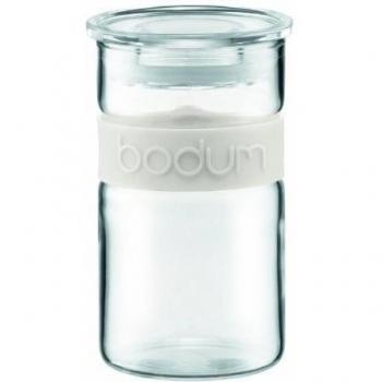 Bodum Presso - Tarro de cristal con tapa, cinta de silicona, 0,25 l, color blanco crema