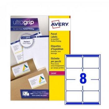 Avery L7165-100 White Laser Address/Parcel Labels, 99.1 x 67.7mm, 8 Labels Per Sheet, BlockOut Technology, Jam-Free, Self-Adhesive, 800 Labels Total (100 Sheets