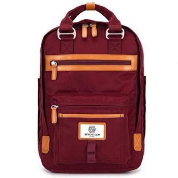 SEVENTEEN LONDON - Mochila 'Wimbledon' Moderna, Sencilla y Unisex con un Acabado Rojo/Burdeos en el Estilo de una Mochila escandinava, computadora portátil de hasta 13