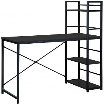 Escritorio con Librería Mobili Rebecca, Mesa de PC Moderna en Casa, Negro, Madera y Metal