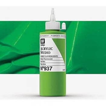 VALLEJO ACRYLIC STUDIO, PINTURA ACRÍLICA, 200ML, VERDE FLUO, Nº 937