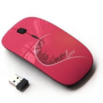 KawaiiMouse [ Ratón óptico 2.4G inalámbrico ] Love Ear Pink Heart Quote True Unconditional