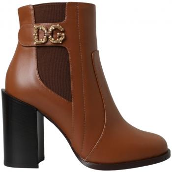 Dolce & Gabbana Brown Leather Amore Heels Ankle Boots Shoes - EU36.5/US6, Size: 3 1/2 UK, Size: 6 1/2 US