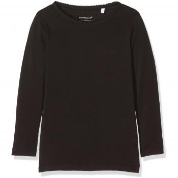 NAME IT Nkfviola Ls Slim Top Noos, Camisa Manga Larga para Bebés, Negro
