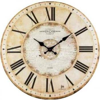 Reloj de pared Lowell modelo 21456 con acabado en madera envejecida