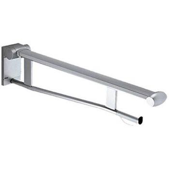 Soporte abatible para WC Keuco Plan Care 850 mm, cromado/negro-gris con soporte para papel higiénico