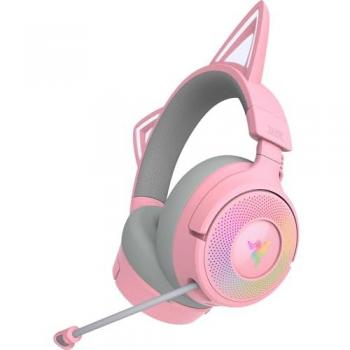 Razer Kraken Kitty V3 Pro - Quartz RGB Wireless Gaming Headset with Reactive Cat Ears and THX Spatial Audio