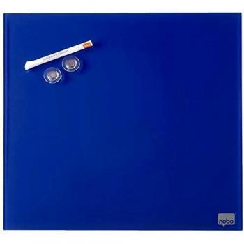 Pizarra Magnética de Cristal Nobo Diamond 450x450 mm Color Azul, Incluye Rotulador e Imanes, Sin Marco